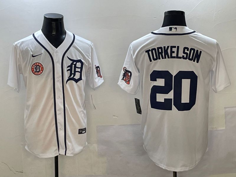 Men Detroit Tigers #20 Torkelson White Game 2025 Nike MLB Jersey style 1->detroit tigers->MLB Jersey